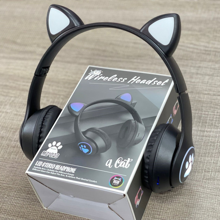 هدفون خرگوشی mz023 با رنگبندی و رقص نور RGB