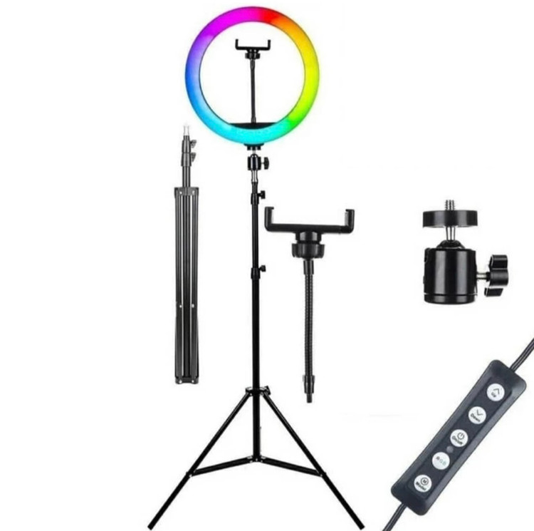 رینگ لایت مدل MJ26- RGB بهمراه سه پایه