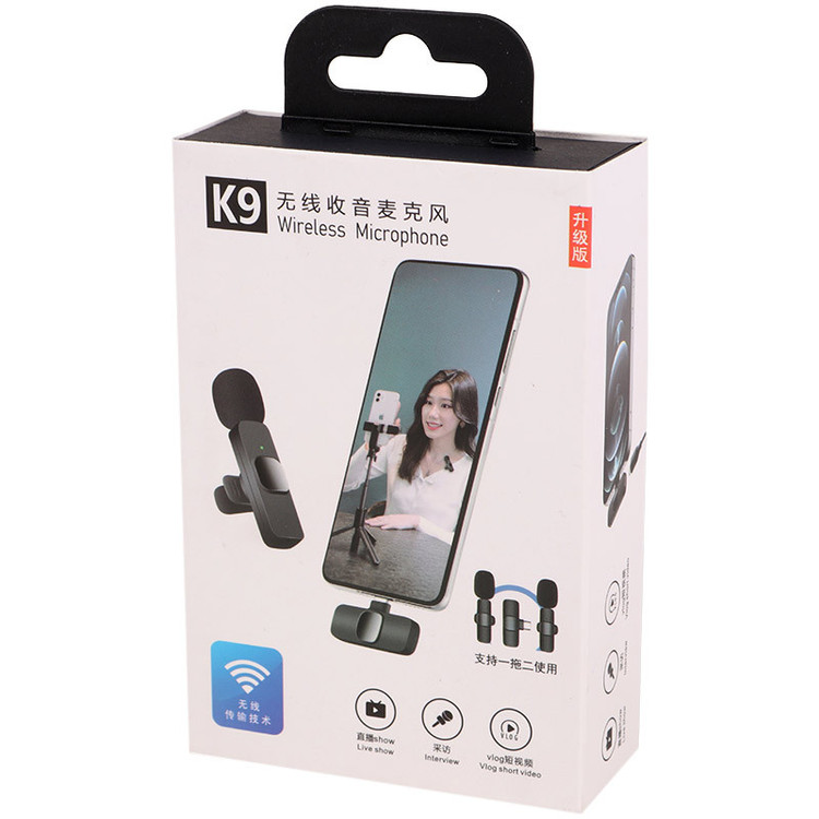 میکروفون یقه ای K9 دو میکروفون تایپ سی و آیفون
