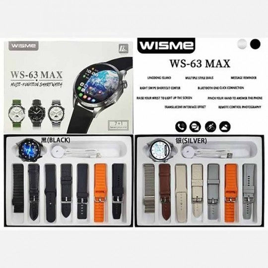 ساعت هوشمند صفحه گرد 7بند wisme مدل ws-63max