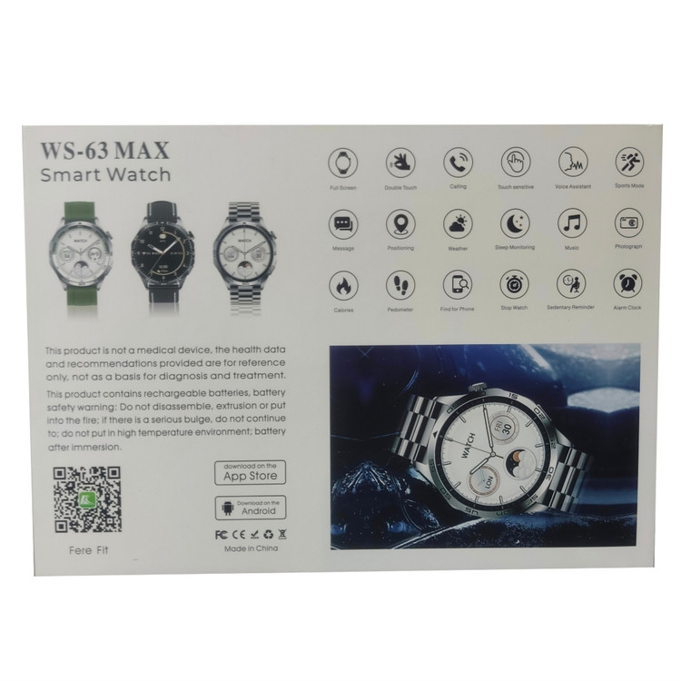ساعت هوشمند صفحه گرد 7بند wisme مدل ws-63max