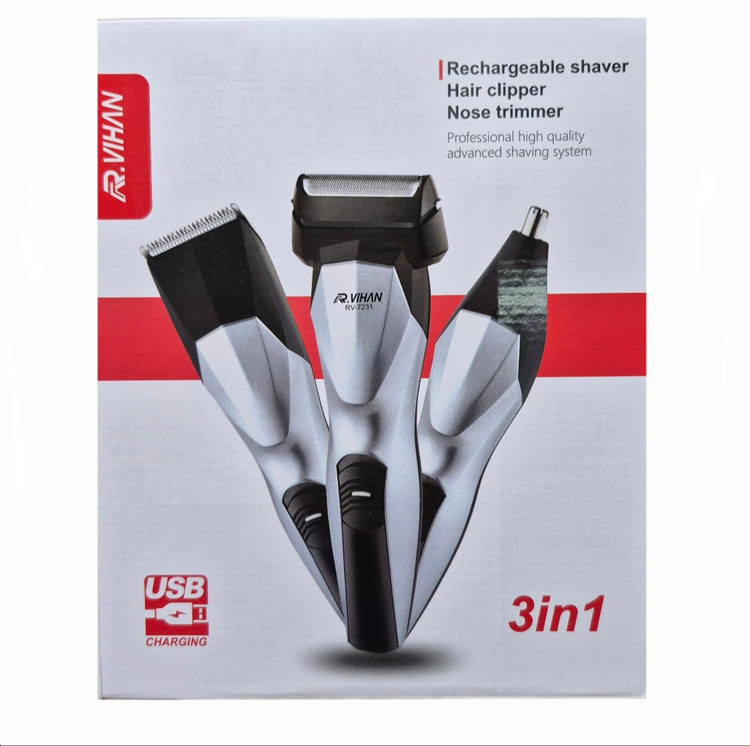 ماشین اصلاح سر و صورت سه کاره آر ویهان مدل R.VIHAN RV-7231