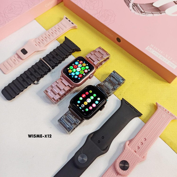 پک ساعت هوشمند زنانه مدل wisme-x12 mini با 5 بند رولکسی و سیلیکون