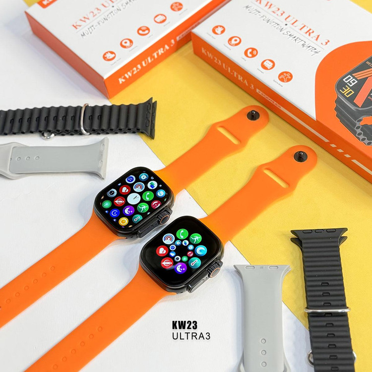 ساعت هوشمند اولترا مدل KEQIWEAR KW23 ULTRA3 با 3 بند متنوع سیلیکون