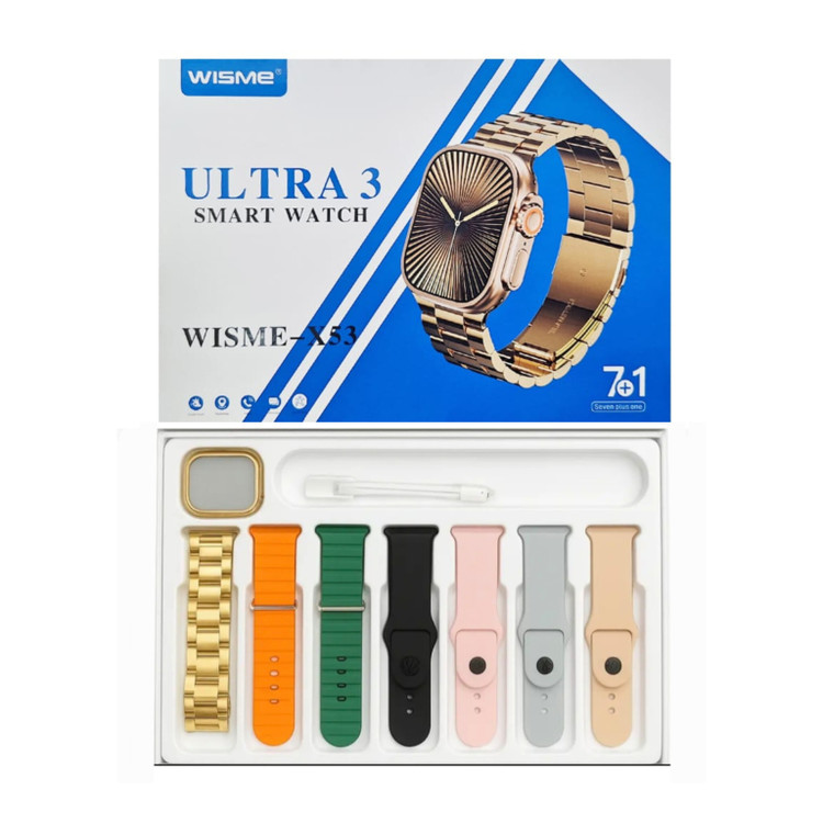 ساعت هوشمند ویسمی مدل WISME-X53 ULTRA3 با 7بند فلزی و سیلیکونی