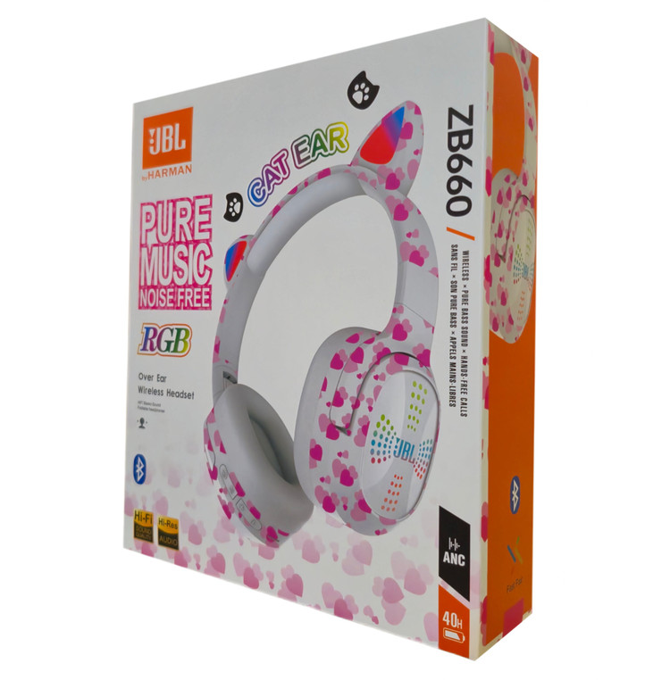 هدفون بلوتوثی گربه ای جی بی ال مدل JBL ZB660 با رقص نور RGB