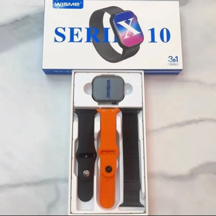 ساعت هوشمند سری ۱۰ ویسمی مدل ws-x13 با صفحه نمایش آمولد و 3 بند فلزی و سیلیکون