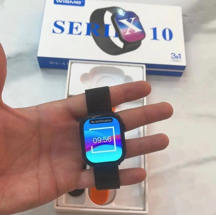 ساعت هوشمند سری ۱۰ ویسمی مدل ws-x13 با صفحه نمایش آمولد و 3 بند فلزی و سیلیکون