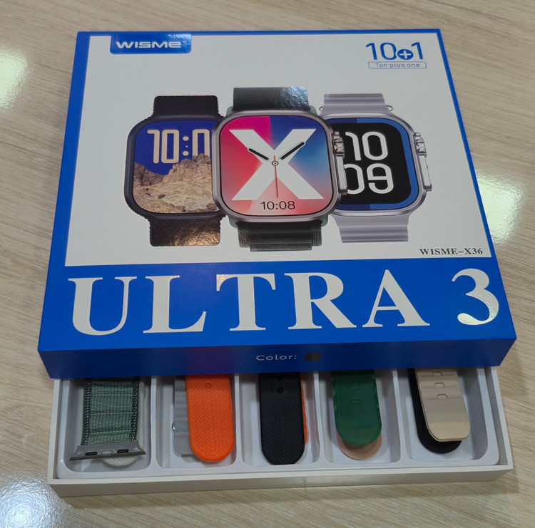 ساعت هوشمند الترا ویسمی مدل WISME-X36 ULTRA3 با 1۰ بند کتان و سیلیکون