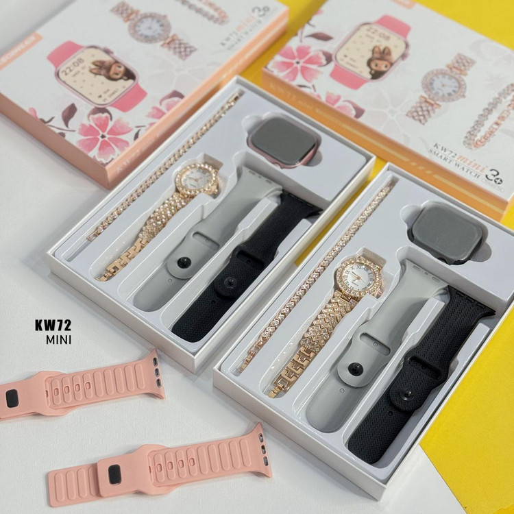 ساعت هوشمند سری۱۰ کگیویر مدل KW72 MINI با 3بند ساعت و ساعت مچی زنانه و دستبند
