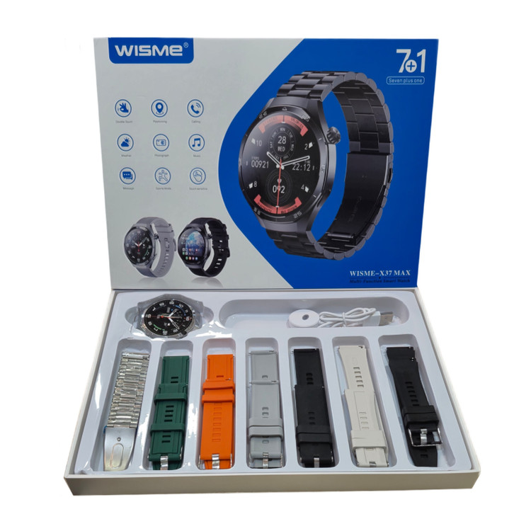 ساعت هوشمند صفحه گرد ویسمی مدل Wisme-X37 max با 7 بند فلزی و سیلیکونی متنوع