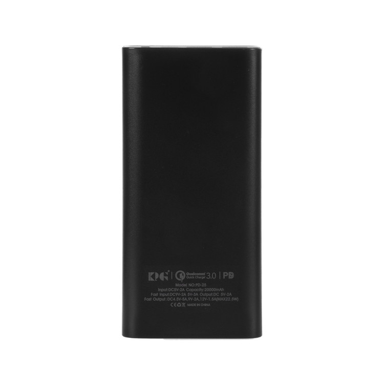 پاوربانک 2۰۰۰۰mAh نمایشگردار KPG مدل PD-25 فست شارژ